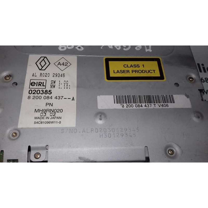 Recambio de sistema audio / radio cd para renault megane ii berlina 5p confort authentique referencia OEM IAM 8200084437 8200084