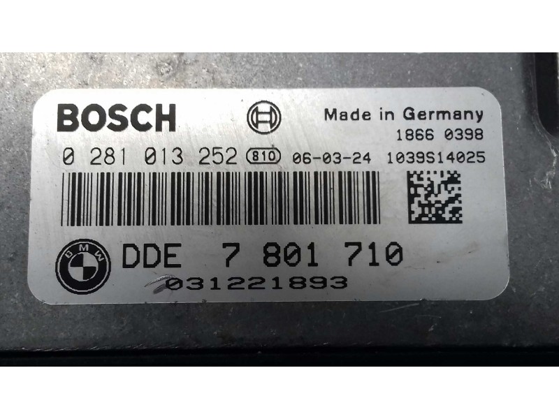 Recambio de centralita motor uce para bmw serie 1 berlina (e81/e87) 118d referencia OEM IAM 0281013252 7801710 BOSCH