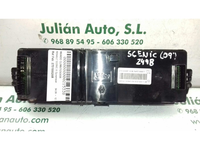 Recambio de mando climatizador para renault scenic iii dynamique referencia OEM IAM 275100026R E1059017 VALEO