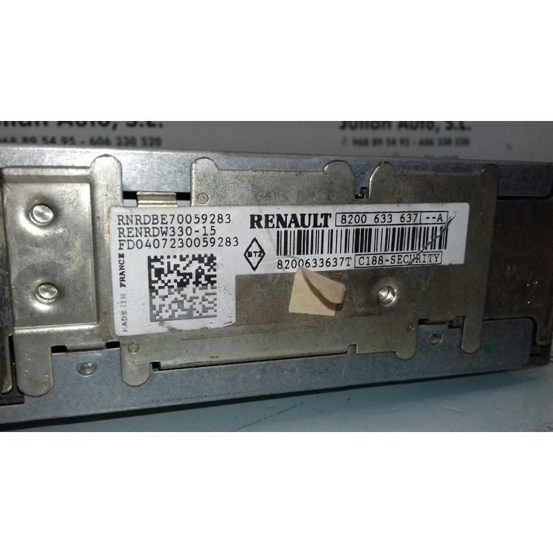 Recambio de sistema audio / radio cd para renault megane ii berlina 5p emotion referencia OEM IAM 8200633637 8200633637T 