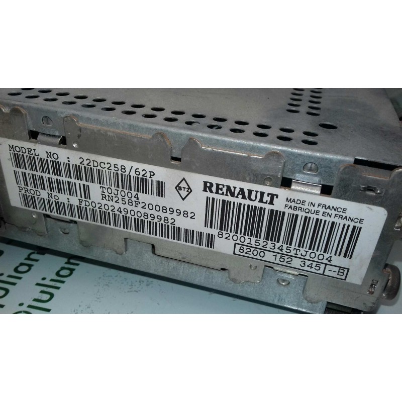 Recambio de sistema audio / radio cd para renault scenic (ja..) 1.9 dci authentique referencia OEM IAM 8200152345  CASETTE