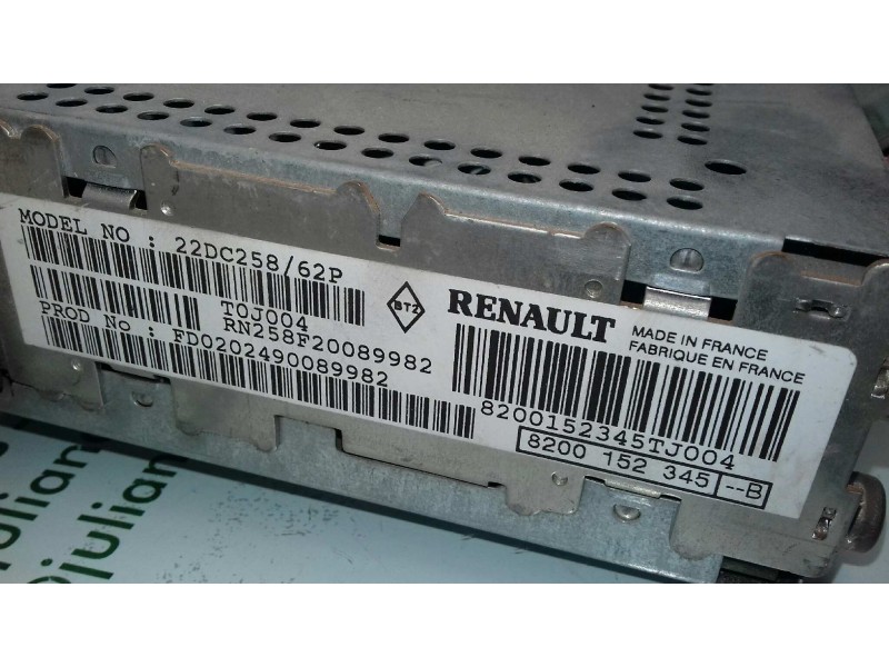 Recambio de sistema audio / radio cd para renault scenic (ja..) 1.9 dci authentique referencia OEM IAM 8200152345  CASETTE