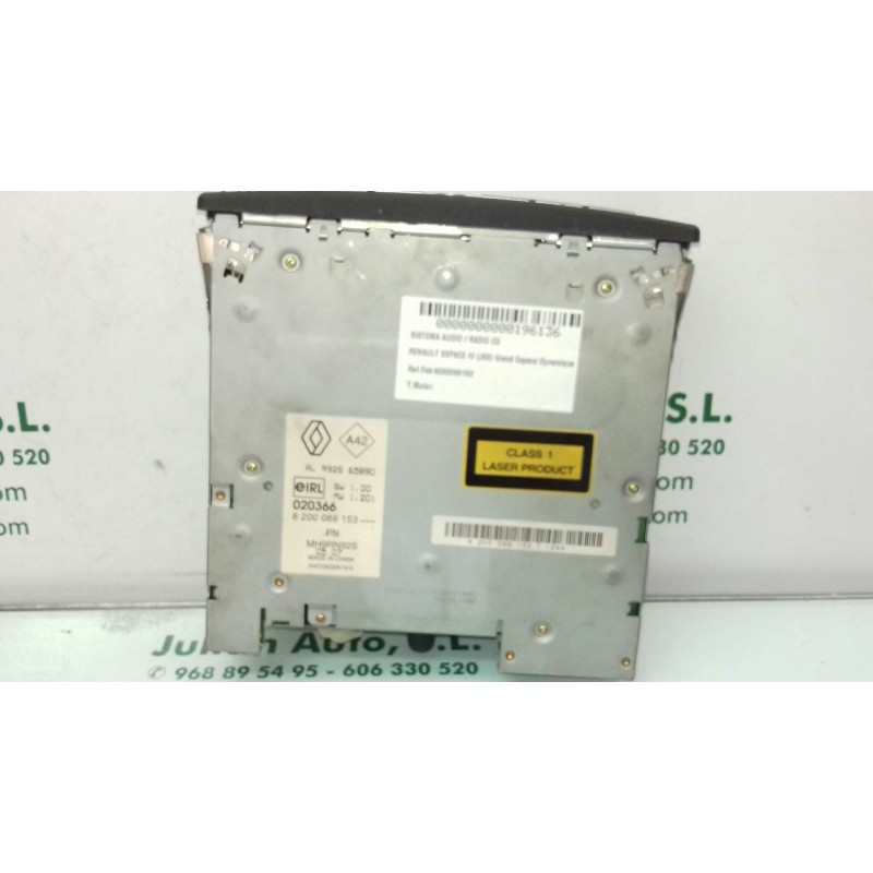 Recambio de sistema audio / radio cd para renault espace iv (jk0) grand espace dynamique referencia OEM IAM 8200089153 ALR92S658