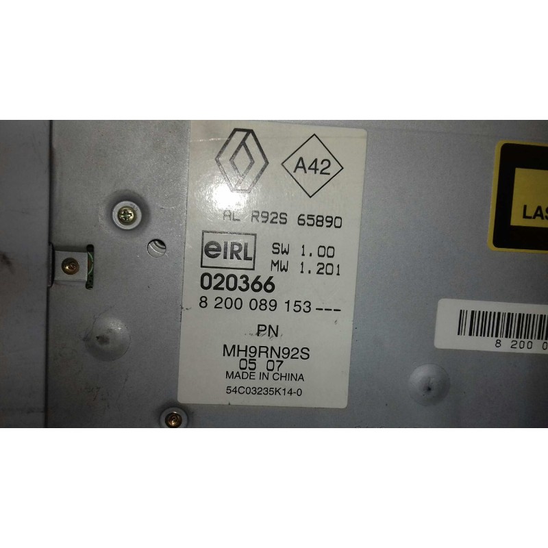 Recambio de sistema audio / radio cd para renault espace iv (jk0) grand espace dynamique referencia OEM IAM 8200089153 ALR92S658