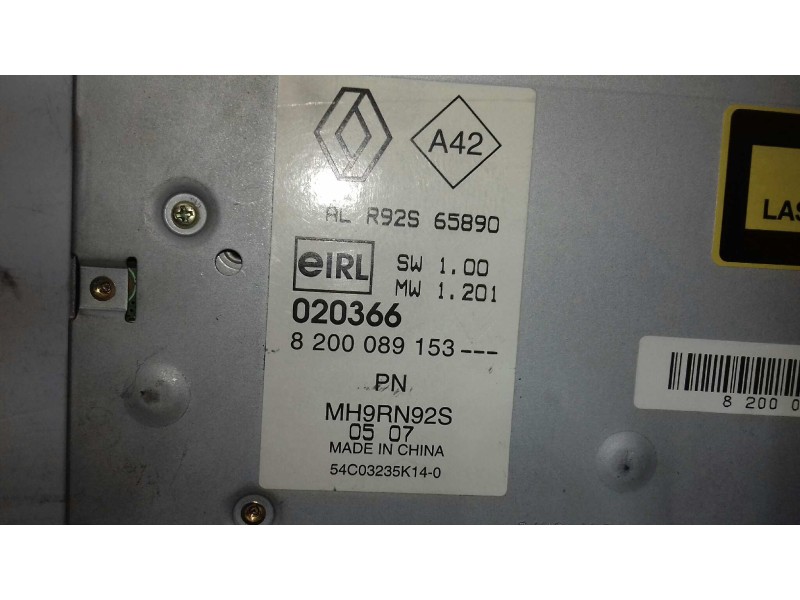 Recambio de sistema audio / radio cd para renault espace iv (jk0) grand espace dynamique referencia OEM IAM 8200089153 ALR92S658