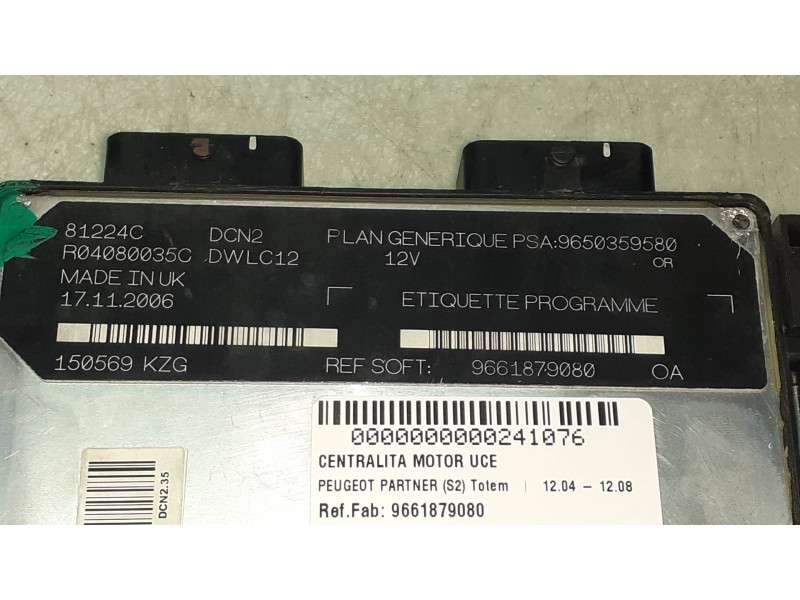 Recambio de centralita motor uce para peugeot partner (s2) totem referencia OEM IAM 9661879080 LUCAS 9650359580