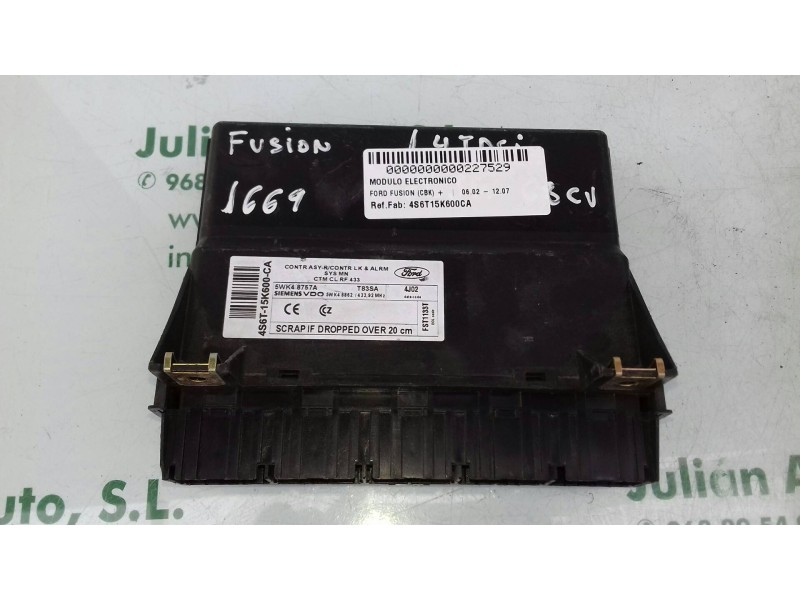 Recambio de modulo electronico para ford fusion (cbk) + referencia OEM IAM 4S6T15K600CA 5WK48757A SIEMENS