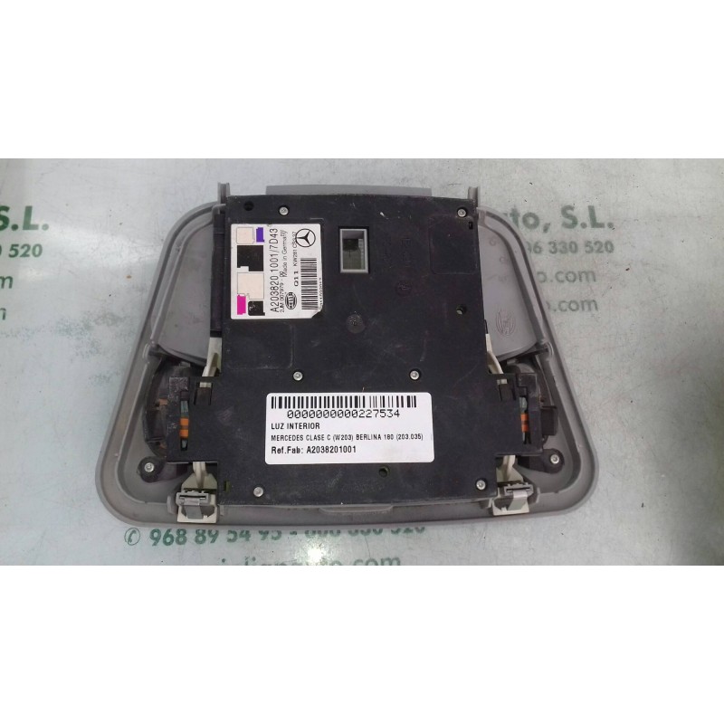 Recambio de luz interior para mercedes-benz clase c (w203) berlina 180 (203.035) referencia OEM IAM A2038201001 A203820 DELANTER