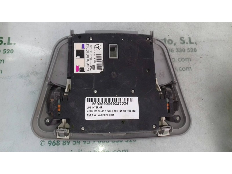 Recambio de luz interior para mercedes-benz clase c (w203) berlina 180 (203.035) referencia OEM IAM A2038201001 A203820 DELANTER