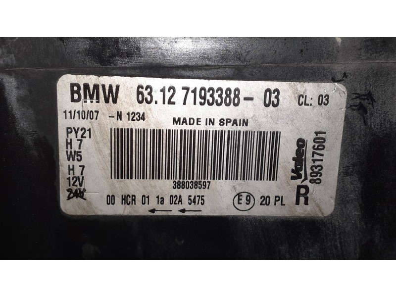 Recambio de faro derecho para bmw serie 1 berlina (e81/e87) 118d referencia OEM IAM 63127193388 10019510 69244949