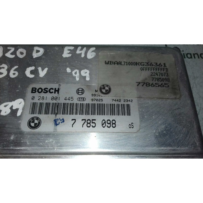 Recambio de centralita motor uce para bmw serie 3 berlina (e46) 320d referencia OEM IAM 0281001445 7785098 BOSCH