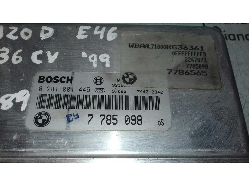 Recambio de centralita motor uce para bmw serie 3 berlina (e46) 320d referencia OEM IAM 0281001445 7785098 BOSCH