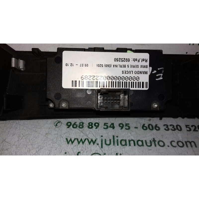 Recambio de mando luces para bmw serie 5 berlina (e60) 520i referencia OEM IAM 6925260 6925287 6 + 6 PINES