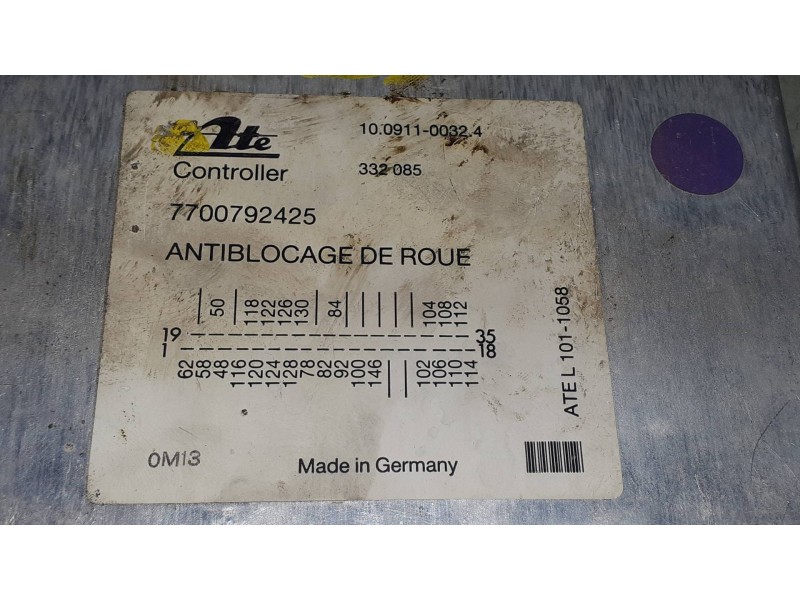 Recambio de centralita abs para renault 21 berlina (b/l48) turbo referencia OEM IAM 7700792425 10091100324 ATE