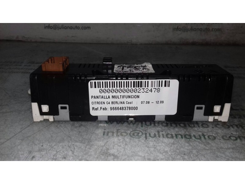 Recambio de pantalla multifuncion para citroen c4 berlina cool referencia OEM IAM 9666483780 6+6 PINES JOHNSON CONTROLS