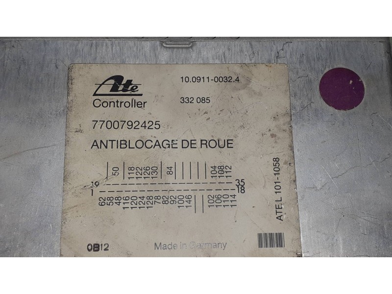 Recambio de centralita abs para renault 21 berlina (b/l48) turbo referencia OEM IAM 7700792425 10091100324 ATE