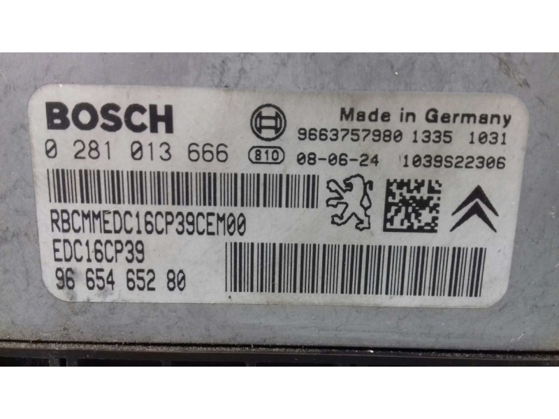 Recambio de centralita motor uce para peugeot 4007 business line referencia OEM IAM 9665465280 0281013666 KIT - BOSCH