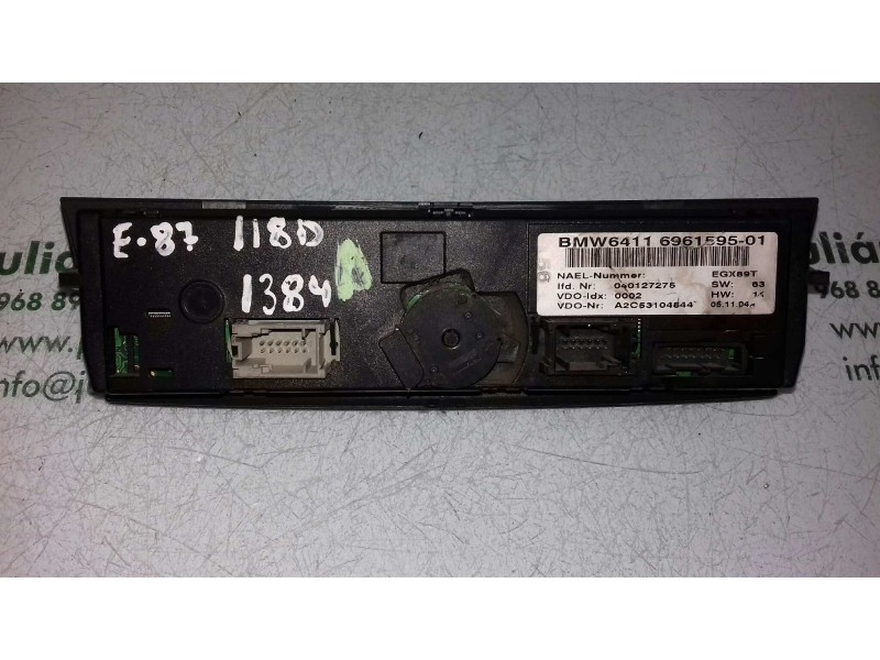 Recambio de mando climatizador para bmw serie 1 berlina (e81/e87) 118d referencia OEM IAM 696159501  