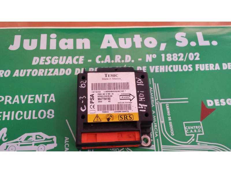 Recambio de centralita airbag para citroen c3 1.4 hdi 16v exclusive referencia OEM IAM 9647794180  