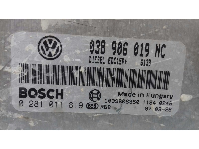Recambio de centralita motor uce para volkswagen polo (9n3) edition referencia OEM IAM 038906019NC 0281011819 KIT - BOSCH