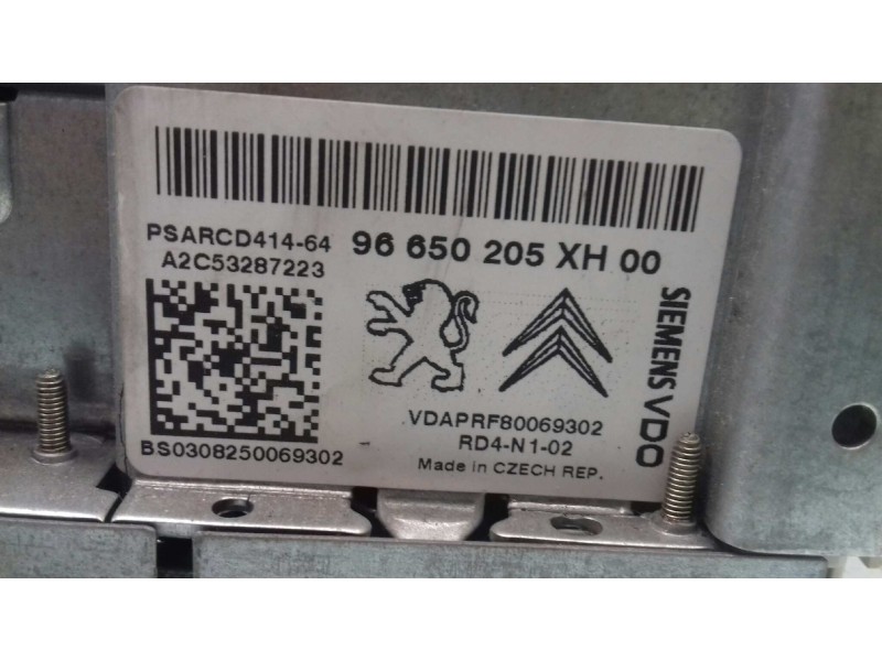 Recambio de sistema audio / radio cd para peugeot 308 sport referencia OEM IAM 96650205XH A2C53287223 SIEMENS VDO