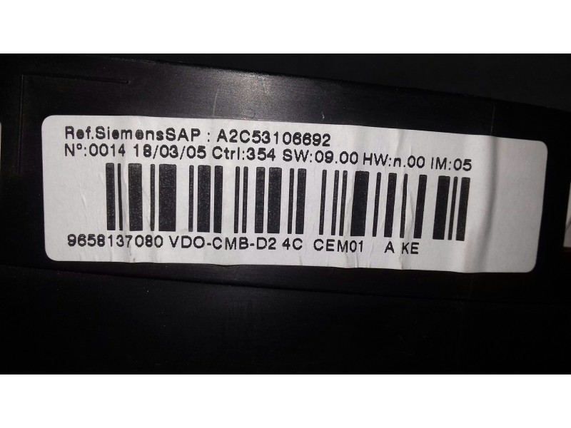 Recambio de cuadro instrumentos para peugeot 407 sw premium referencia OEM IAM 9658137080 A2C53106692 VDO