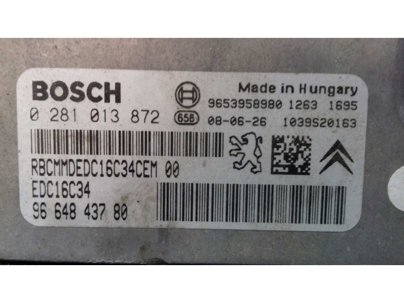 Recambio de centralita motor uce para peugeot 308 sport referencia OEM IAM 9664843780 0281013872 KIT - BOSCH