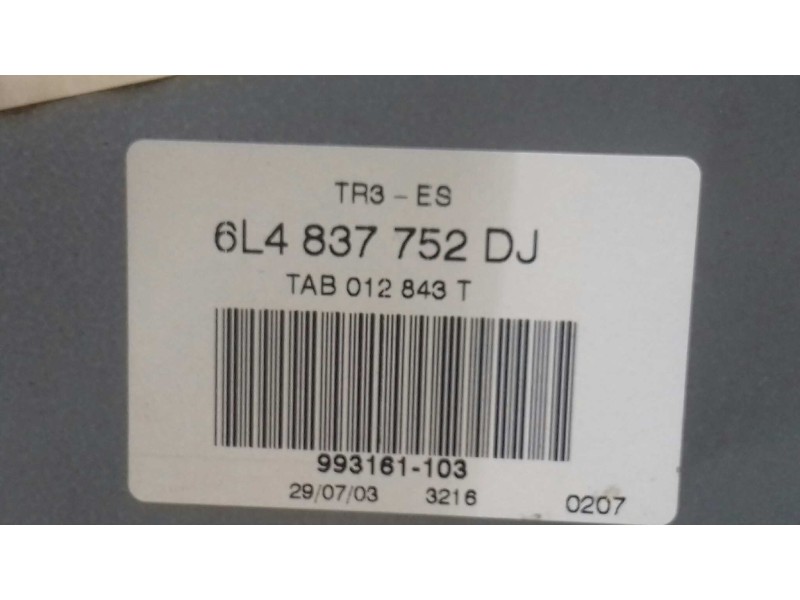 Recambio de elevalunas delantero derecho para seat ibiza (6l1) stella referencia OEM IAM 6L4837752DJ  ELECTRICO