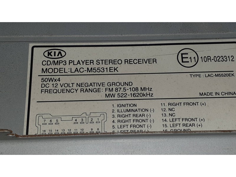 Recambio de sistema audio / radio cd para kia rio 1.4 active referencia OEM IAM E1110R023312 10R023312 