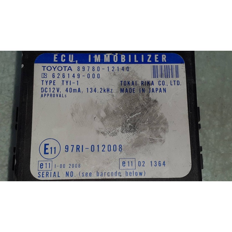 Recambio de centralita inmovilizador para toyota corolla (e12) 1.4 d-4d luna compact referencia OEM IAM 8978012140 626149000 97R