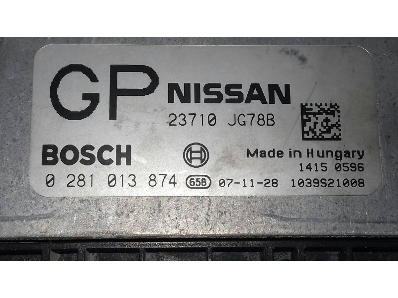 Recambio de centralita motor uce para nissan x-trail (t31) le referencia OEM IAM 23710JG78B 0281013874 BOSCH