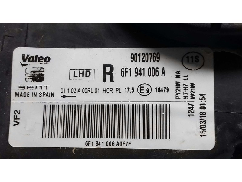 Recambio de faro derecho para seat ibiza kj referencia OEM IAM 6F1941006A 90120769 