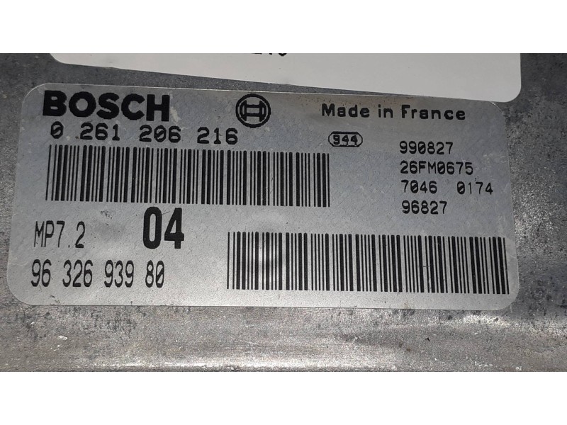 Recambio de centralita motor uce para peugeot 206 berlina xt referencia OEM IAM 0261206216 9632693980 BOSCH