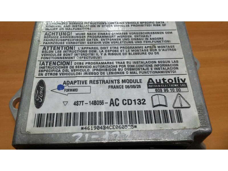 Recambio de centralita airbag para ford mondeo berlina (ge) ghia (06.2003) (d) referencia OEM IAM 603951000 4S7T14B056 