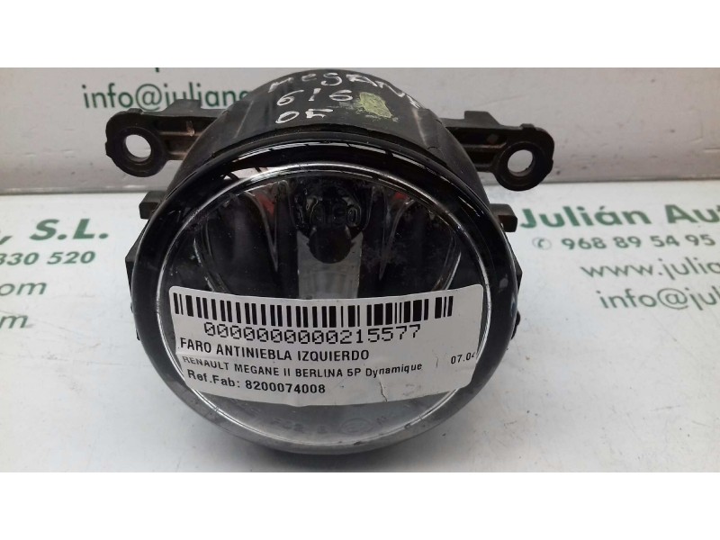 Recambio de faro antiniebla izquierdo para renault megane ii berlina 5p dynamique referencia OEM IAM 8200074008 89202501 8921009