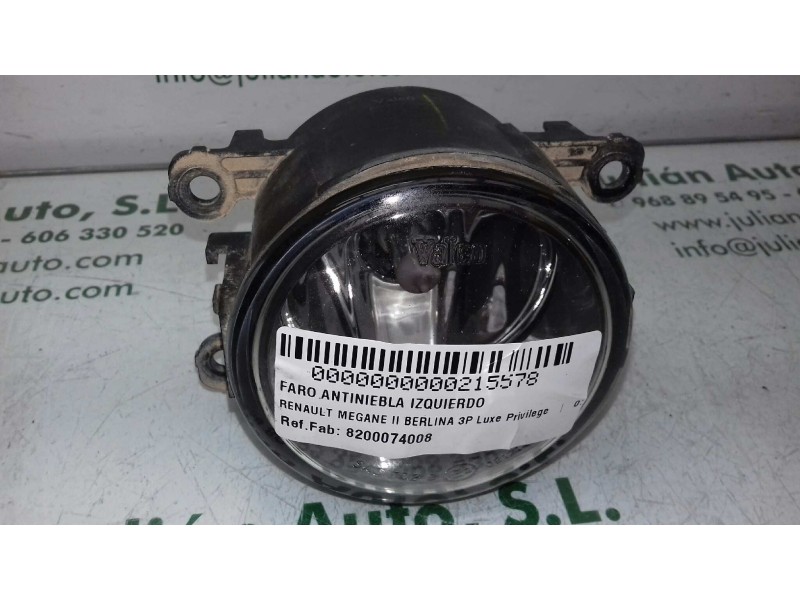 Recambio de faro antiniebla izquierdo para renault megane ii berlina 3p luxe privilege referencia OEM IAM 8200074008 89202503 