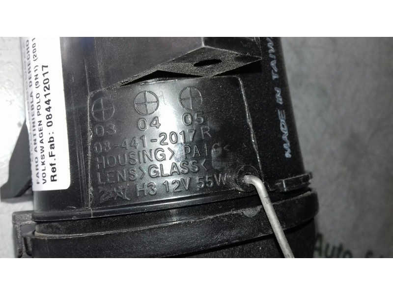 Recambio de faro antiniebla derecho para volkswagen polo (9n1) conceptline referencia OEM IAM 084412017  