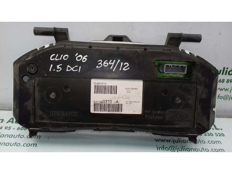 Recambio de cuadro instrumentos para renault clio iii confort dynamique referencia OEM IAM 8201060310 7DLB010739 VISTEON