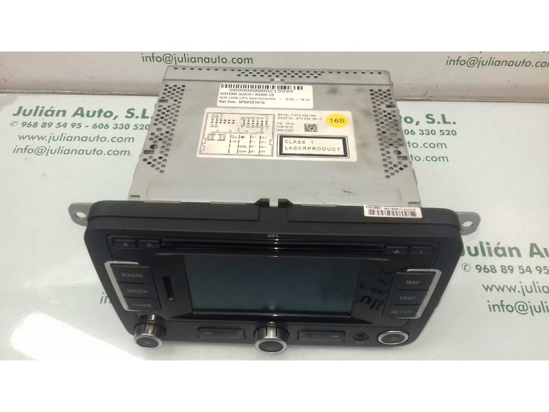 Recambio de sistema audio / radio cd para seat leon (1p1) style ecomotive referencia OEM IAM 5P0035191C RNS310 NAVEGADOR