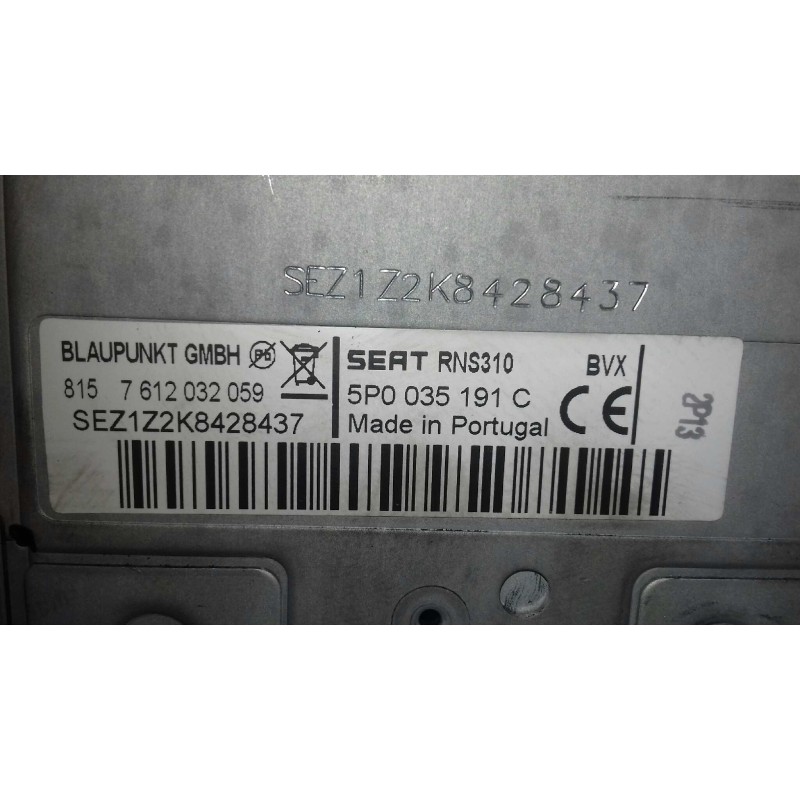 Recambio de sistema audio / radio cd para seat leon (1p1) style ecomotive referencia OEM IAM 5P0035191C RNS310 NAVEGADOR