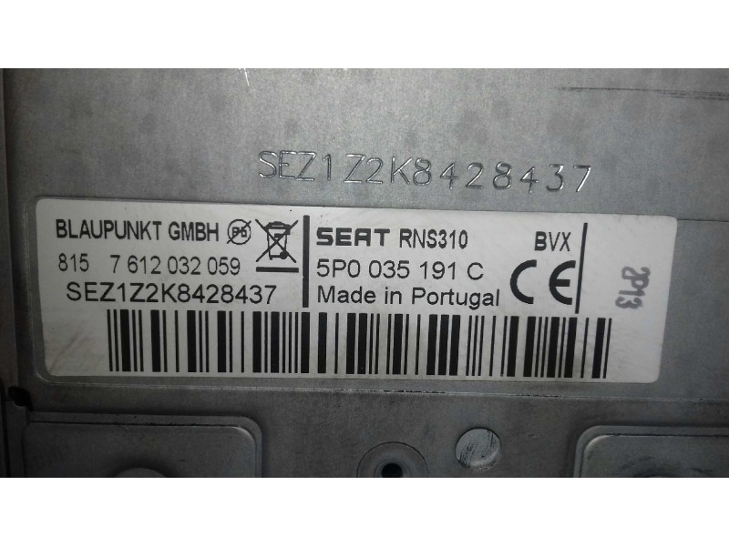 Recambio de sistema audio / radio cd para seat leon (1p1) style ecomotive referencia OEM IAM 5P0035191C RNS310 NAVEGADOR