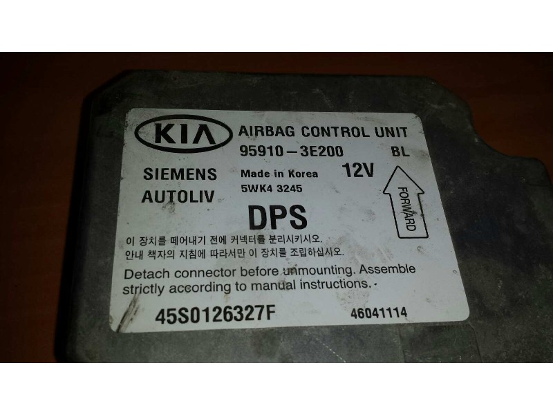 Recambio de centralita airbag para kia sorento 2.5 crdi ex referencia OEM IAM 959103E200 5WK43245 