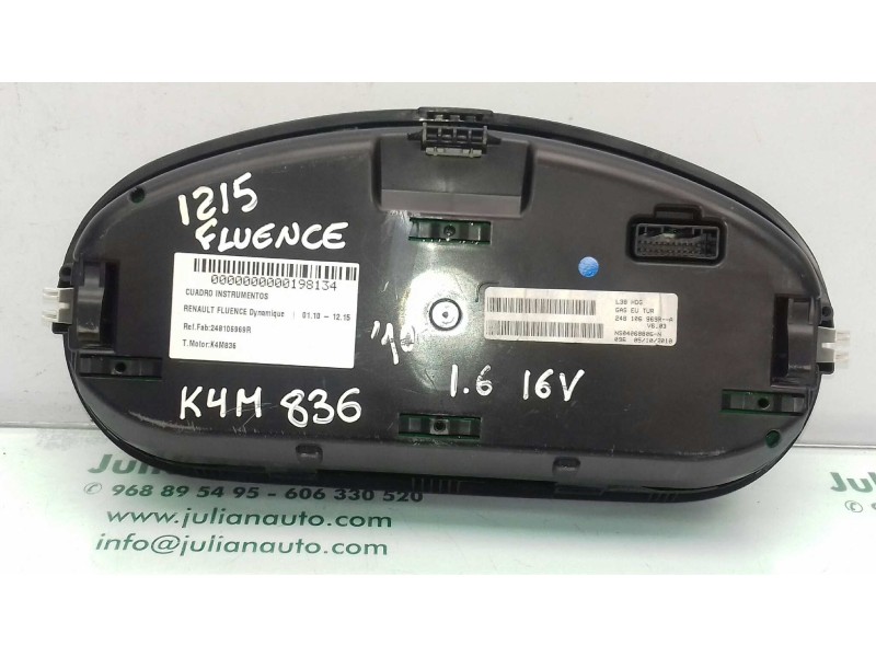 Recambio de cuadro instrumentos para renault fluence dynamique referencia OEM IAM 248106969R 281216746 JOHNSON CONTROLS