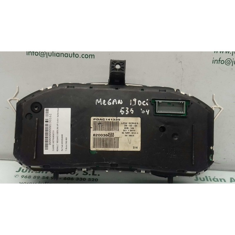 Recambio de cuadro instrumentos para renault megane ii berlina 5p confort authentique referencia OEM IAM 8200364588  VISTEON