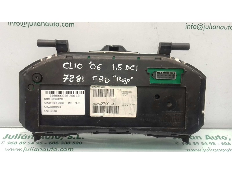 Recambio de cuadro instrumentos para renault clio iii emotion referencia OEM IAM 8200582709G 8200582709 VISTEON