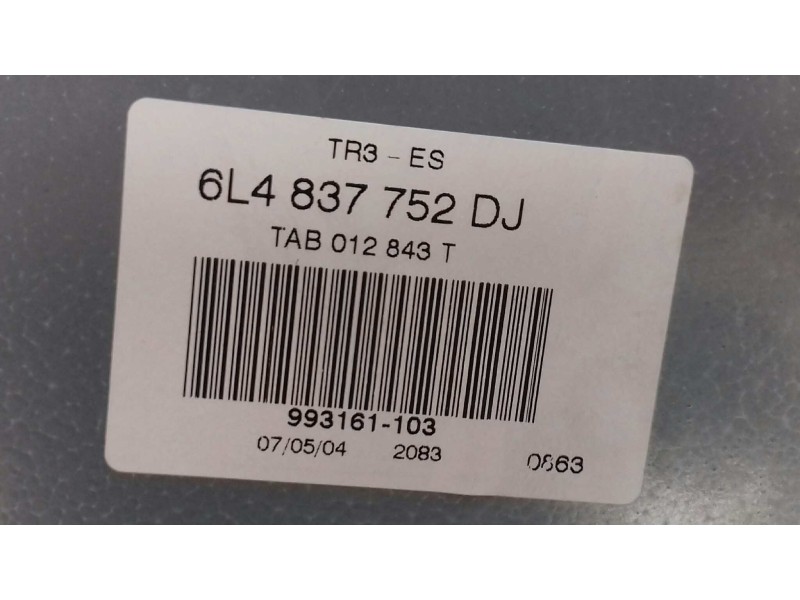Recambio de elevalunas delantero derecho para seat ibiza (6l1) stella referencia OEM IAM 6L4837752DJ 6L4837756N ELECTRICO