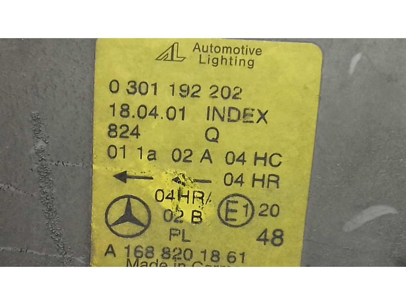 Recambio de faro derecho para mercedes-benz clase a (w168) 160 (168.033) referencia OEM IAM A1688201861 0301192202 
