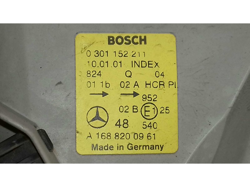 Recambio de faro izquierdo para mercedes-benz clase a (w168) 140 (168.031) referencia OEM IAM A1688200961 0301152211 