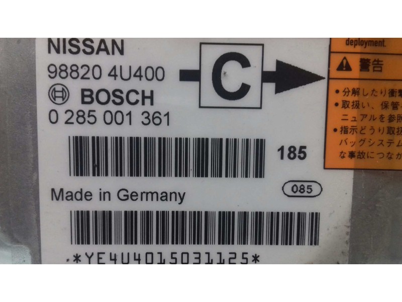 Recambio de centralita airbag para nissan almera tino (v10m) ambience referencia OEM IAM  0285001361 BOSCH