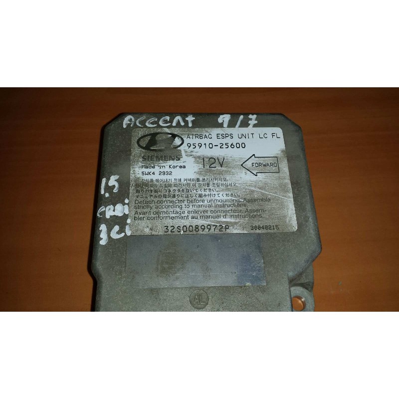 Recambio de centralita airbag para hyundai accent (lc) crdi gl referencia OEM IAM 9591025600 5WK42932 